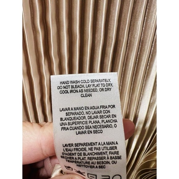 Tash and Sophie Satin Pleated Champagne Midi Skirt Size XL Pull-On Lined NWT - Picture 7 of 10